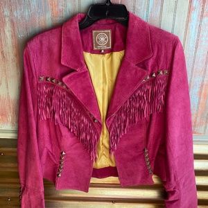 Double - D Ranch Wear Fuchsia Suede Fringe Jacket